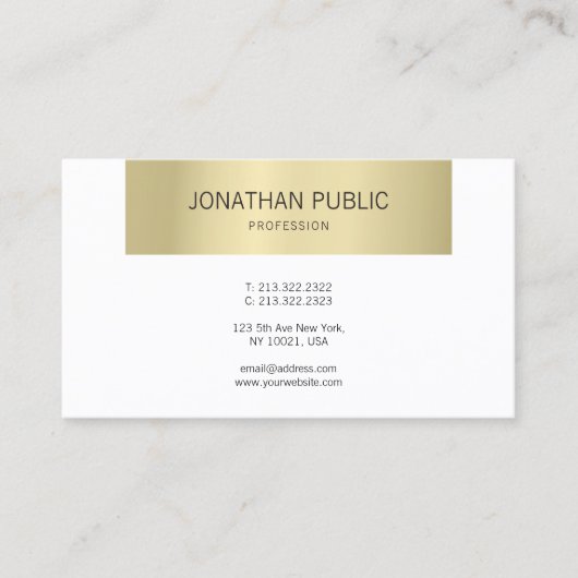 Elegant Goud Modern Design Professioneel Luxe Visitekaartje (Voorkant)
