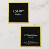 Elegant goud modern minimalistisch zwart vierkante visitekaartje (Voorkant / Achterkant)