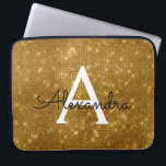 Elegant goud moderne Sparkle Monogram Laptop Sleeve<br><div class="desc">Elegant Gold Faux Glimmer en Sparkle Elegant Monogram Hoesje. Dit hoesje kan worden aangepast om uw initiaal en voornaam op te nemen.</div>