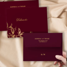 Elegant goud monogram bloemenbordeaux bruiloft