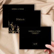 Elegant goud monogram bloemenzwart bruiloft
