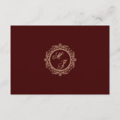 Elegant Goud Monogram Bourgogne Informatie Kaart (Achterkant)