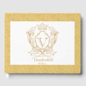 Elegant Goud Monogram Bruiloft Gastenboek (Voorkant)