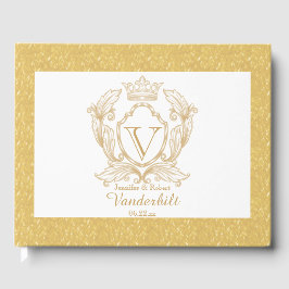 Elegant Goud Monogram Bruiloft Gastenboek
