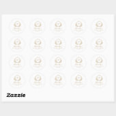 Elegant Goud Monogram Crest Bruiloft Classic Ronde Ronde Sticker (Vel)