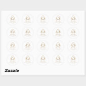 Elegant Goud Monogram Crest Bruiloft Ronde Sticker (Vel)