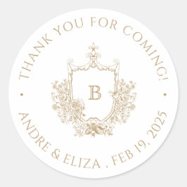 Elegant Goud Monogram Crest Ronde Sticker