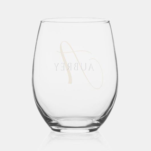 Elegant Goud Monogram Drinkware Set Wijnglas Zonder Voet (Achterkant)