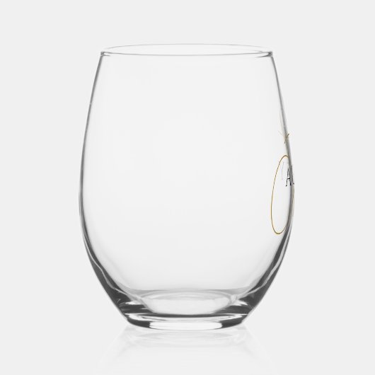 Elegant Goud Monogram Drinkware Set Wijnglas Zonder Voet (Rechts)