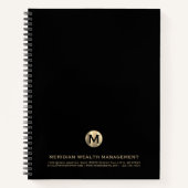 Elegant Goud Monogram Financiële Planner Notitiebo Notitieboek (Voorkant)