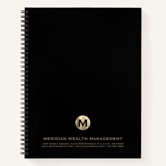 Elegant Goud Monogram Financiële Planner Notitiebo Notitieboek (Voorkant)