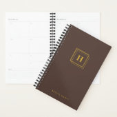 Elegant Goud Monogram Geometrisch Dubbel Lijst Bru Planner (Display)