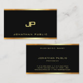 Elegant Goud Monogram Glam Plain Moderne Luxe Visitekaartje (Voorkant / Achterkant)