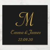 Elegant Goud Monogram Huwelijksgunsten Sparkling W Sparkling Wijnetiket (Enkel label)