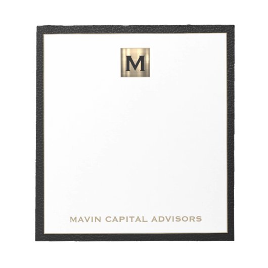 Elegant Goud Monogram Initiaal Logo Notitieblok (Voorkant)