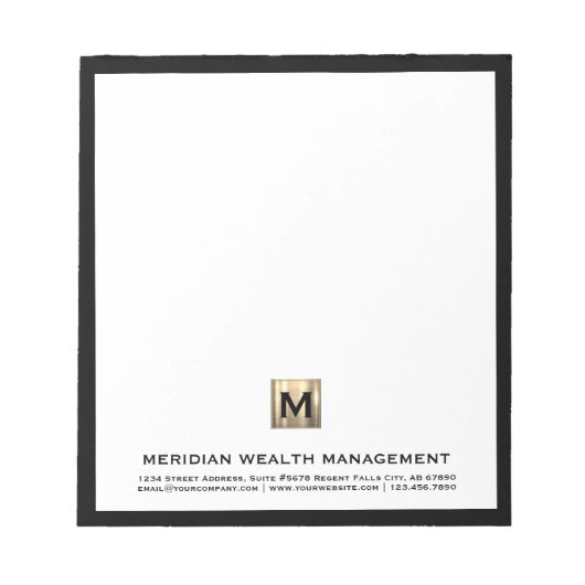Elegant Goud Monogram Initiaal Notitieblok (Voorkant)