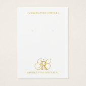 Elegant Goud Monogram Oorbel Display Kaart (Voorkant)