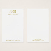 Elegant Goud Monogram Oorbel Display Kaart (Voorkant /achterkant)