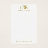 Elegant Goud Monogram Oorbel Display Kaart (Voorkant)