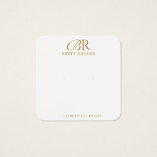 Elegant Goud Monogram Oorbel Display Kaart