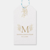 Elegant goud monogram pasgetrouwd cadeaulabel (Achterkant)