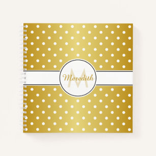 Elegant Goud Monogram Stippenpatroon Notitieboek