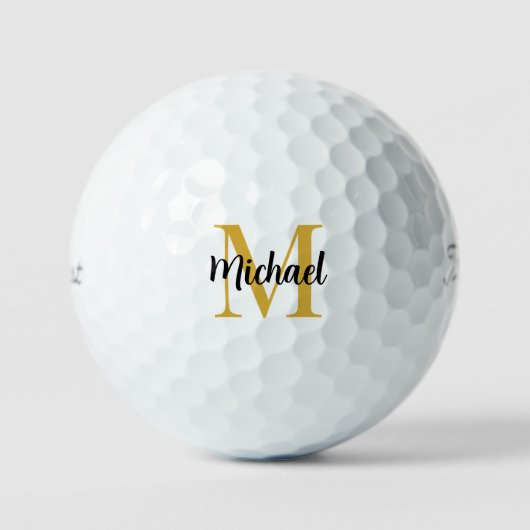 Elegant Goud Monogram Titleist Pro V1 3 Pack Golfballen (Voorkant)
