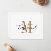 Elegant Goud Monogram Vlakke Nota Kaart Notitiekaartje (Voorkant / Achterkant in situ)