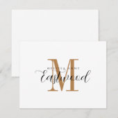 Elegant Goud Monogram Vlakke Nota Kaart Notitiekaartje (Voorkant / Achterkant)