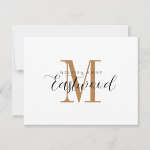 Elegant Goud Monogram Vlakke Nota Kaart Notitiekaartje