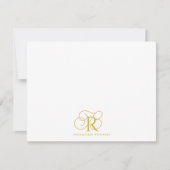 Elegant Goud Monogram Vlakke Nota Kaart Notitiekaartje (Voorkant)