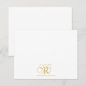 Elegant Goud Monogram Vlakke Nota Kaart Notitiekaartje (Voorkant / Achterkant)