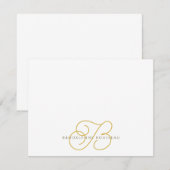 Elegant Goud Monogram Vlakke Nota Kaart Notitiekaartje (Voorkant / Achterkant)