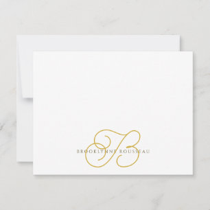 Elegant Goud Monogram Vlakke Nota Kaart Notitiekaartje