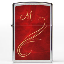 Elegant Goud Monogram wervelen op rood