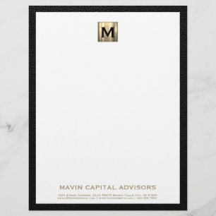 Elegant Goud Monogram Zakelijk Letterhoofd Briefhoofd