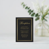 Elegant Goud Monogram Zwart Bruiloft Receptie Informatiekaartje (Staand voorkant)