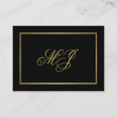 Elegant Goud Monogram Zwart Bruiloft Receptie Informatiekaartje (Achterkant)