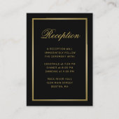 Elegant Goud Monogram Zwart Bruiloft Receptie Informatiekaartje (Voorkant)