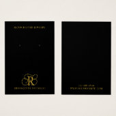 Elegant Goud Monogram Zwart Oorbel Display Kaart (Voorkant /achterkant)