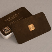Elegant goud monogrammen moderne QR-code Visitekaartje