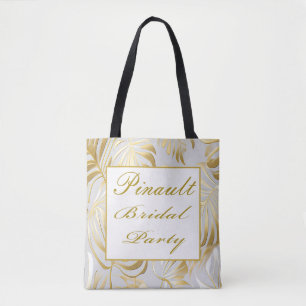 Elegant Goud Monstera Gepersonaliseerd Bruidsfeest Tote Bag
