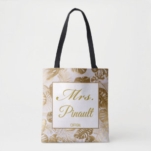 Elegant Goud Monstera Mevrouw Gepersonaliseerde Br Tote Bag