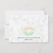 Elegant goud & munt glitter lippen witte marmer bedankkaart (Achterkant)