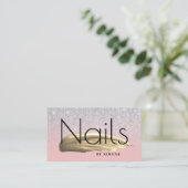 Elegant goud nagellak zilverglitter visitekaartje (Staand voorkant)