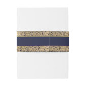 Elegant Goud Navy Blauw Bloemen Rozen Script Bruil Uitnodigingen Wikkel (Achterkant Voorbeeld)