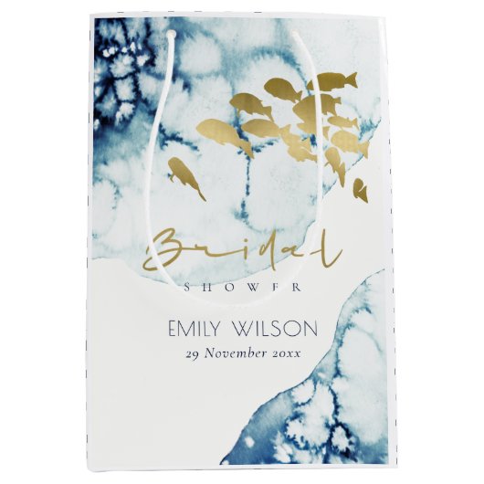 ELEGANT GOUD NAVY ONDERWATER  VIS BRUIDELIJKE DOOP MEDIUM CADEAUZAKJE (Voorkant)