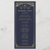 Elegant Goud & Navy Tarot Bruiloft Programmakaart (Achterkant)