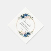 Elegant Goud Navyblauw Roze Bloemen Pensioen Servet (Hoek)