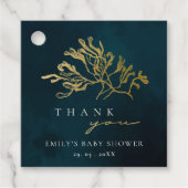 ELEGANT GOUD NAVYBLAUW ZEEWIERVERZAMELING BABYSHOW BEDANKJES LABELS (Voorkant)